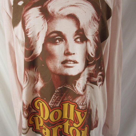 Dolly Parton Tee T Shirt Long Sleeve Pink Dolly Fan Butterfly Size Large NWT - Picture 3 of 9